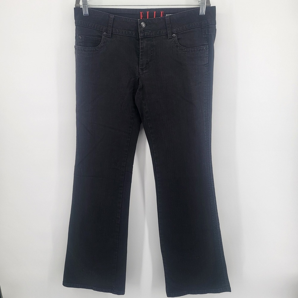 ELLE Bootcut Jeans Womens Size 10R Black Denim Pockets Casual Comfort
